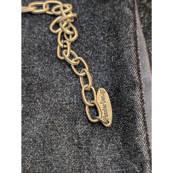 Plunder Antiqued Chain Three Strand Pearl Crystal Chunky Layered Toggle Necklace - Picture 5 of 8